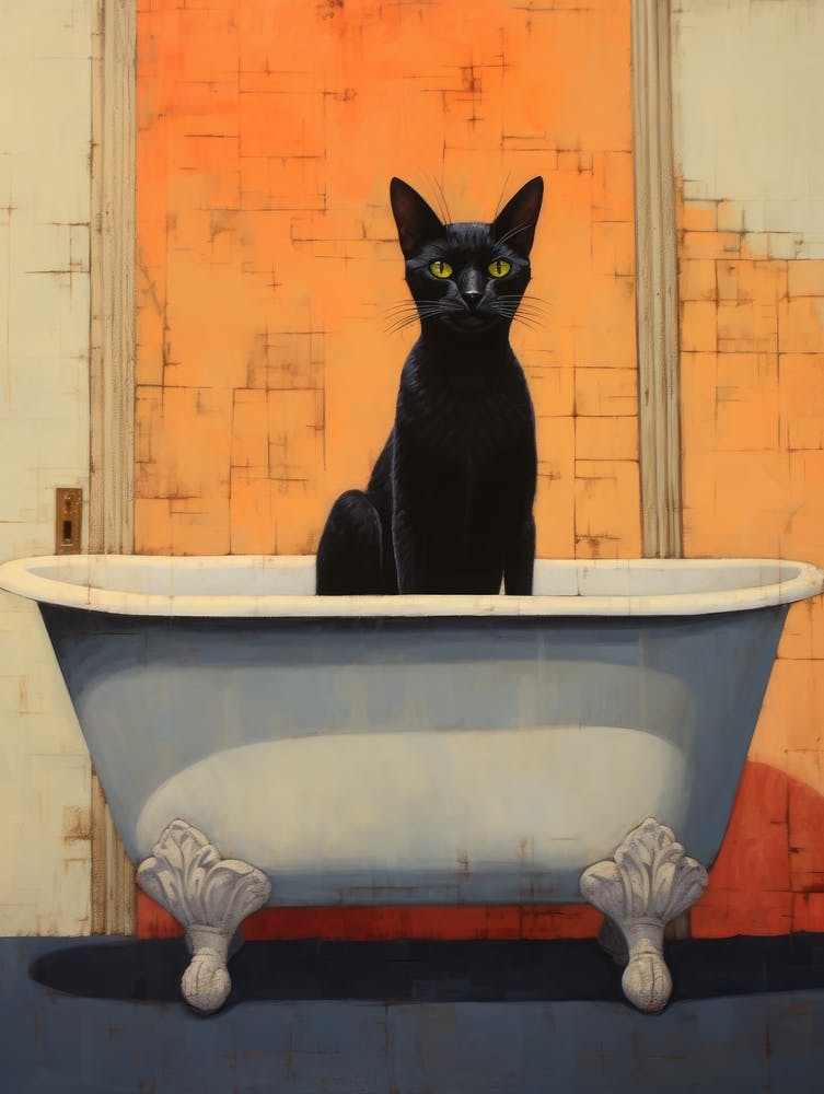 Black Cat In Bathtub 6