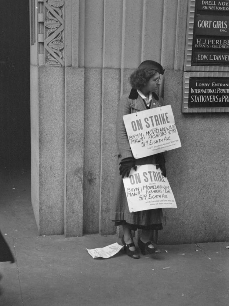 A Picket On 7th Avenue, New York City By Russell Lee