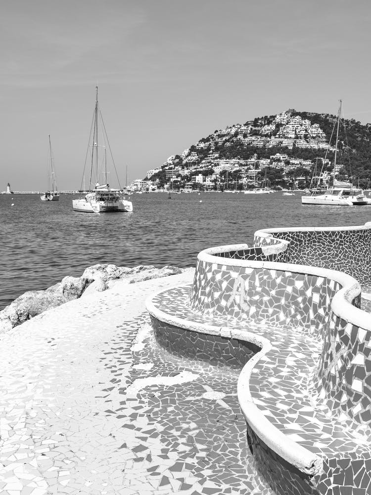 Port Andratx Mallorca Black And White Photo