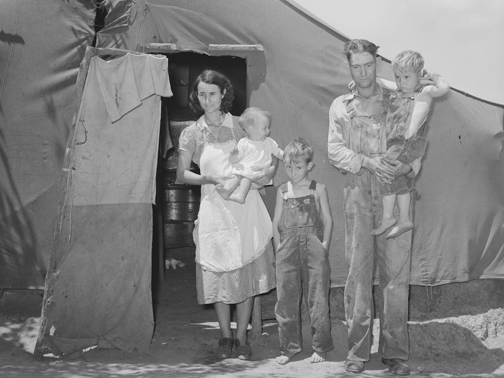 Day Laborer And His Family Who Live In The Arkansas River Bottoms Near Webbers Falls, Oklahoma, This Entire Family Wa