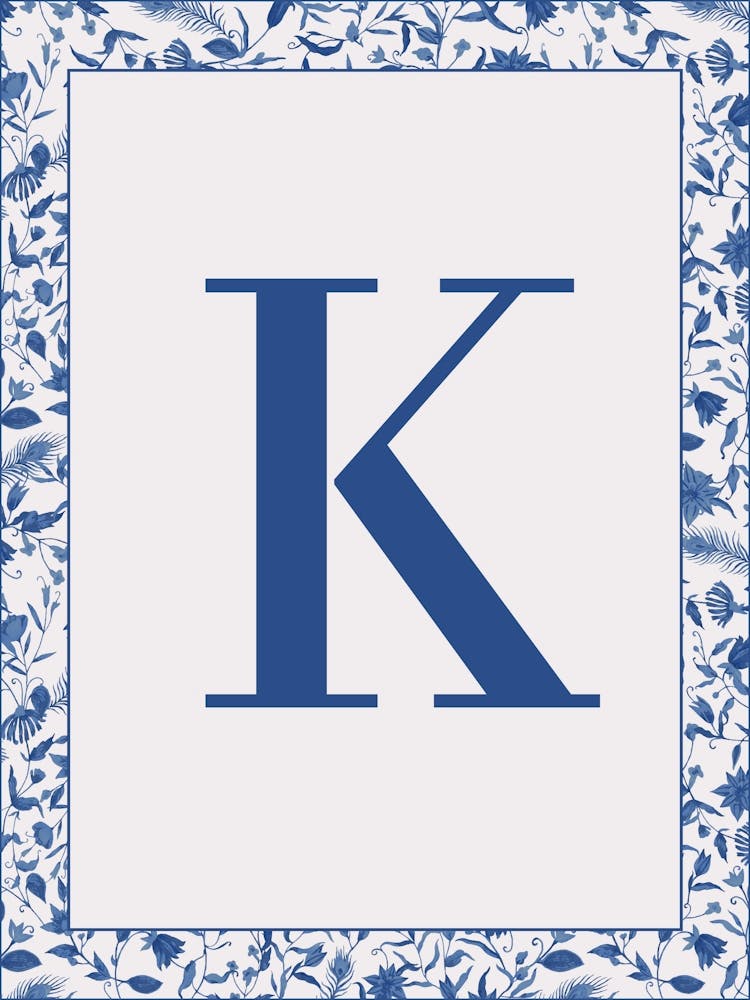 Letter K Monogram Initial Blue