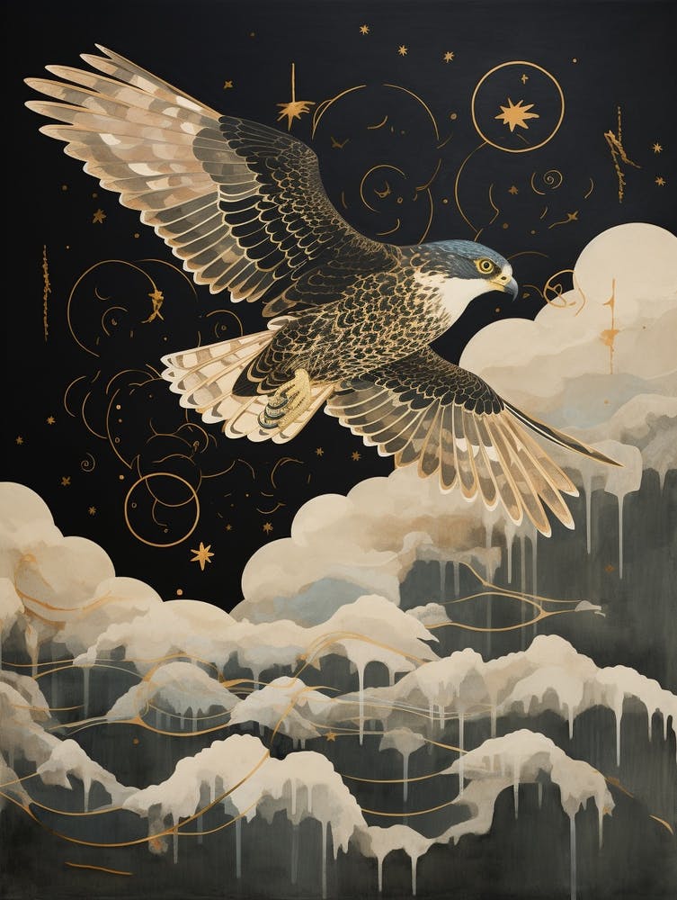 Eurasian Sparrowhawk 2 Gold Detail Painting
