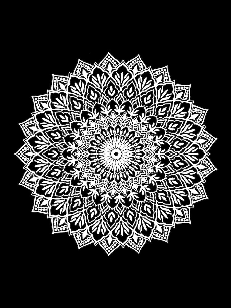 White On Black Mandala