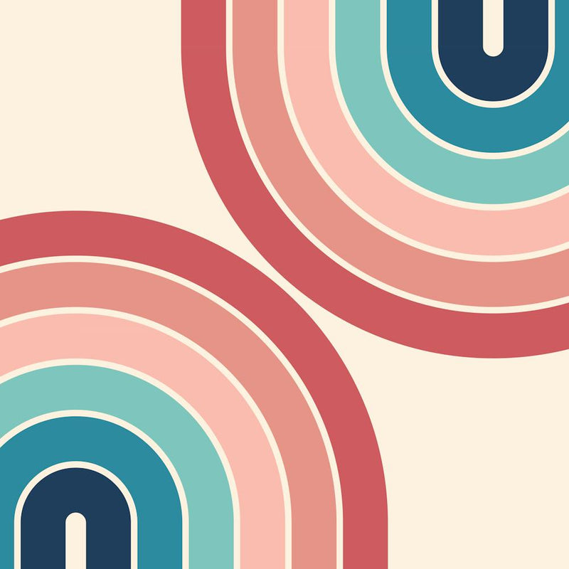 Midcentury Modern Geometric Rainbow C3 In Retro Vibes Dusty Rose Pink Navy Blue 02
