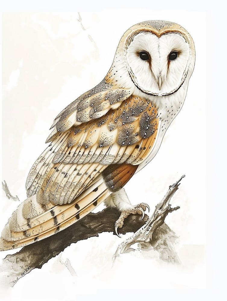 Barn Owl Vintage Illustration 4