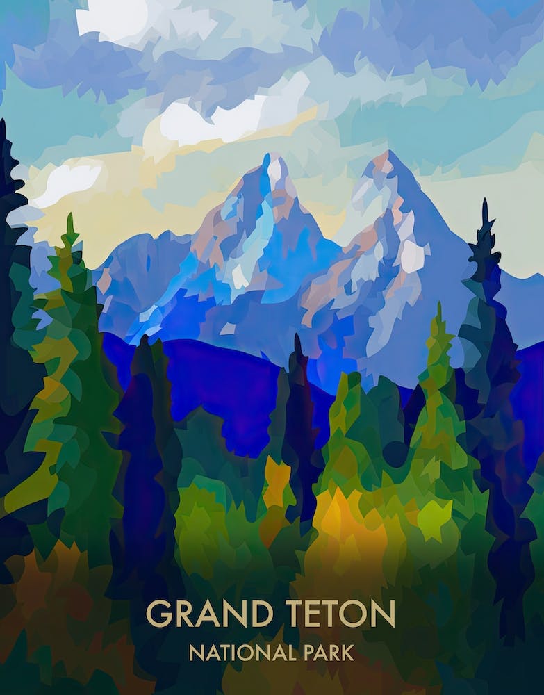 Grand Teton National Park Travel Poster Matisse Style 3