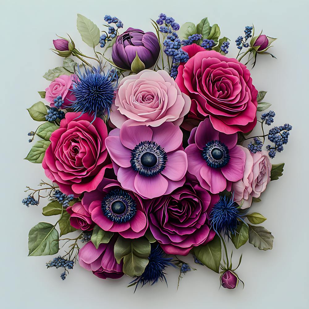 Vibrant Blooms: Luxurious Pink and Purple Floral