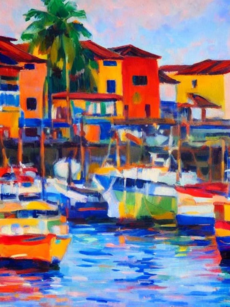 Port Of Buenaventura Colombia Brushwork Painting harbour