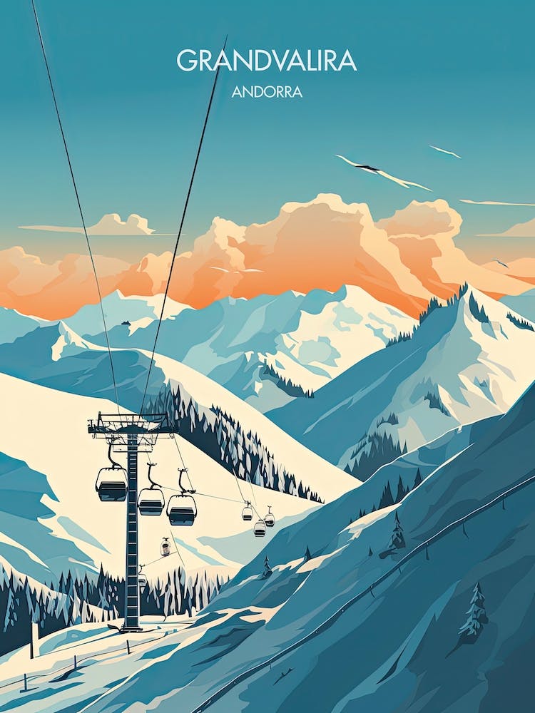 Poster Of Grandvalira   Andorra, Ski Resort Illustration 0