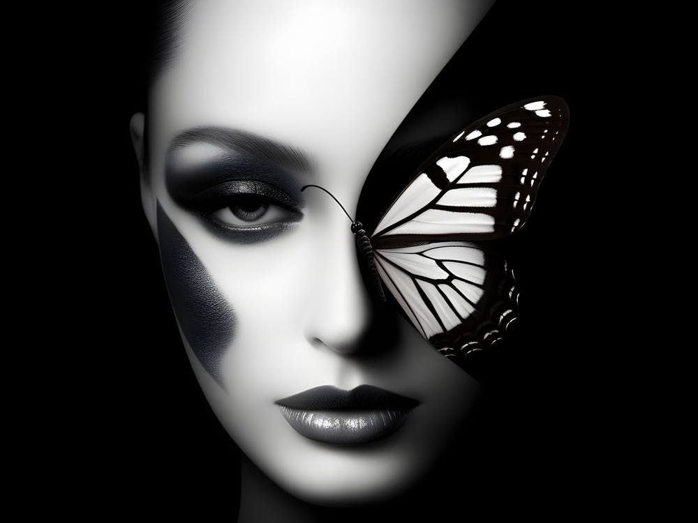 Monochromatic Butterfly Face