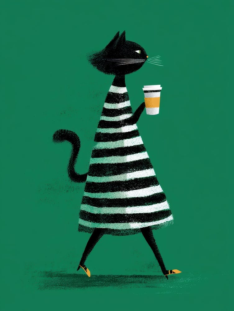 Cat In Striped Dress 4