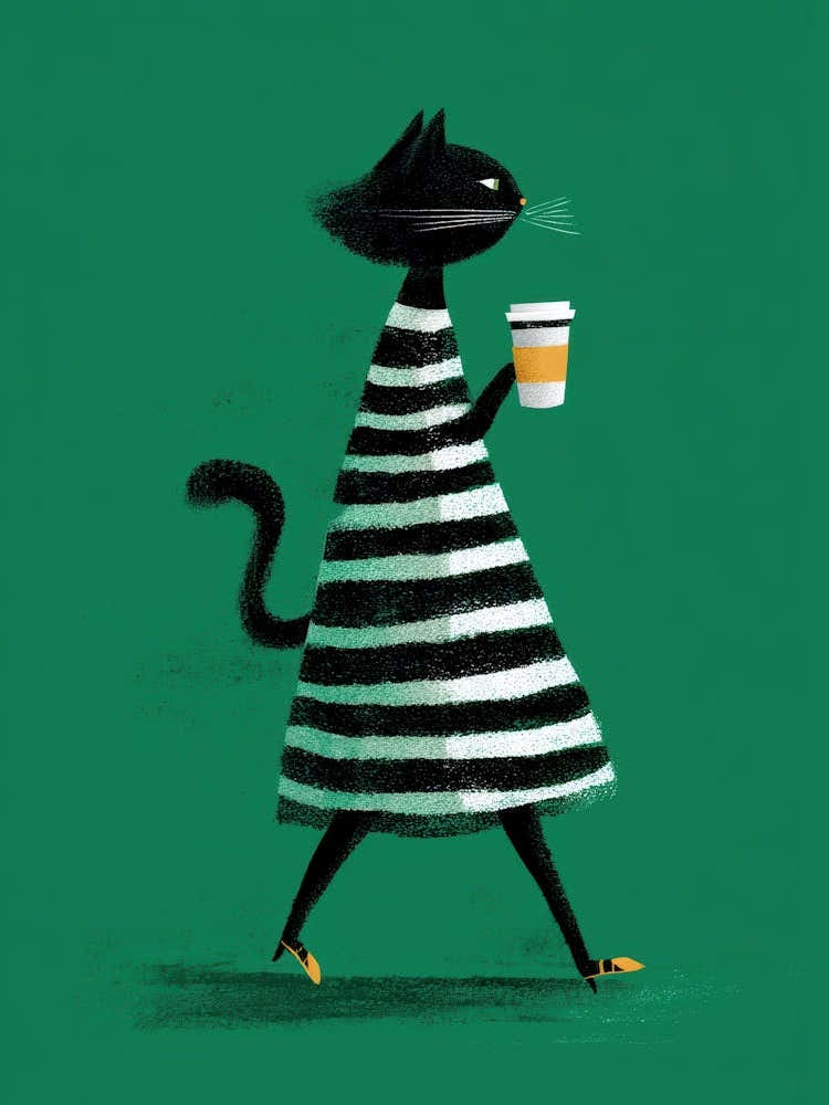 Cat In Striped Dress 4