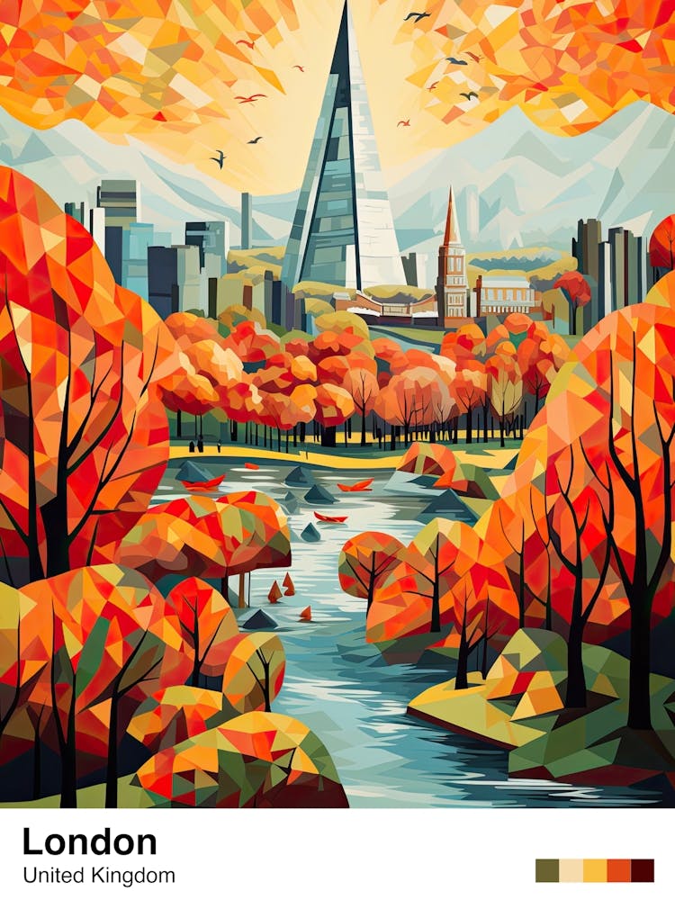London View   Geometric Vector Illustration 0 Poster
