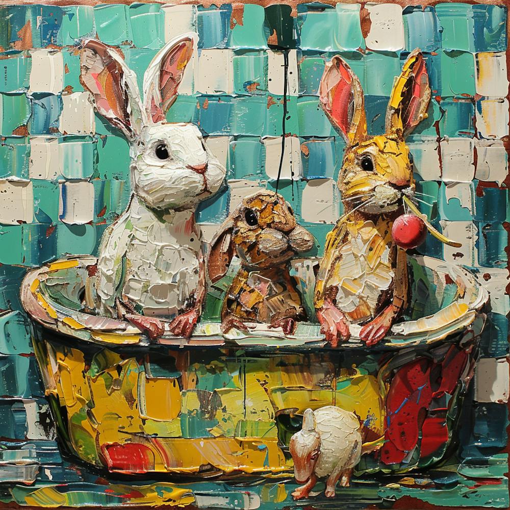 Rabbits In A Tub