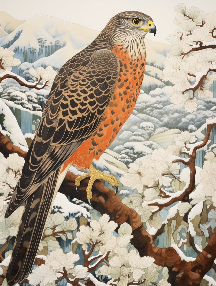 Winter Bird Painting Falcon 1
