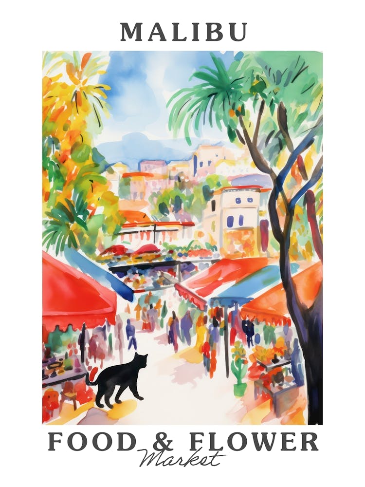 Food Market With Cats In Malibu 4 Poster