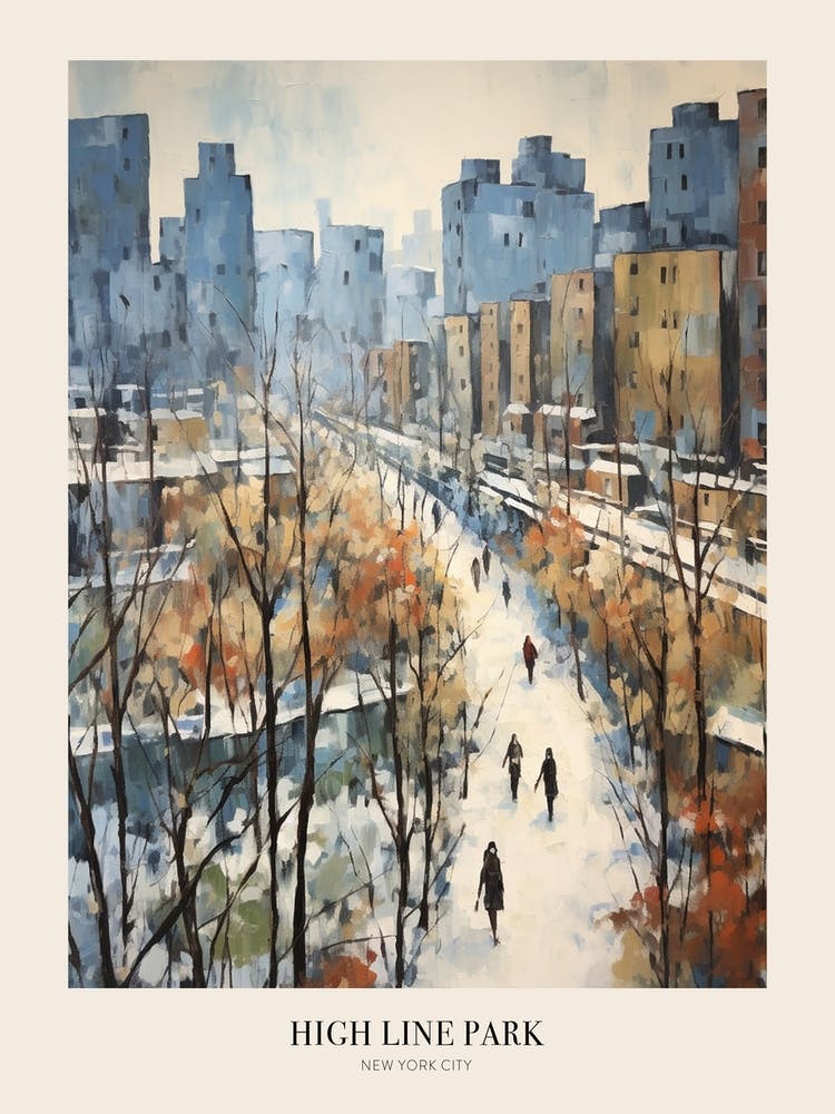 Winter City Park Poster High Line Park New York City 1