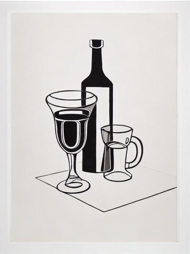 Brandy Alexander Picasso Line Drawing Cocktail Poster