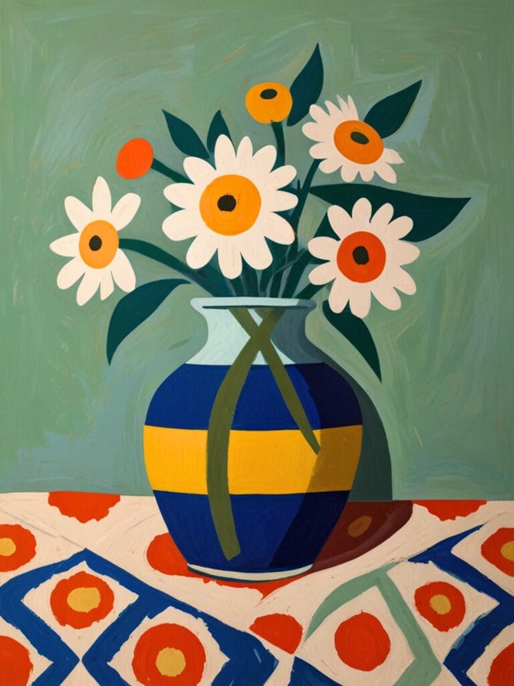 Daisies In A Blue Vase