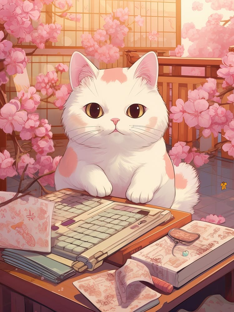 Kawaii Cat Drawings With Puzzles 2