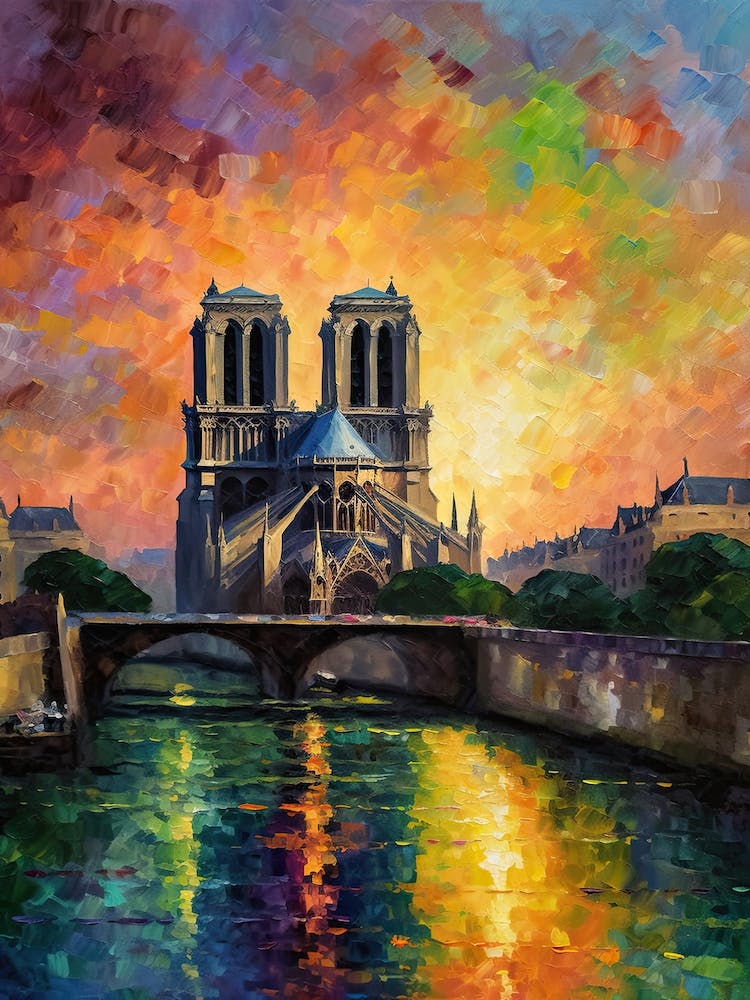 Notre Dame Paris France Monet Style 4