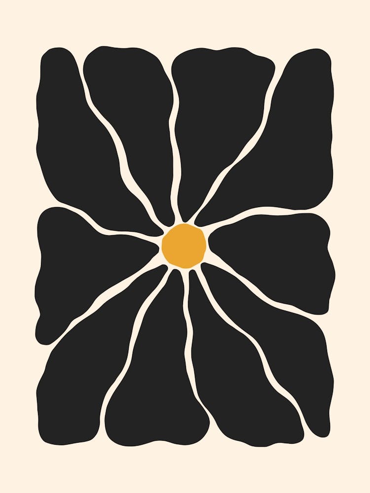 Abstract Flower 01 - Black and Yellow