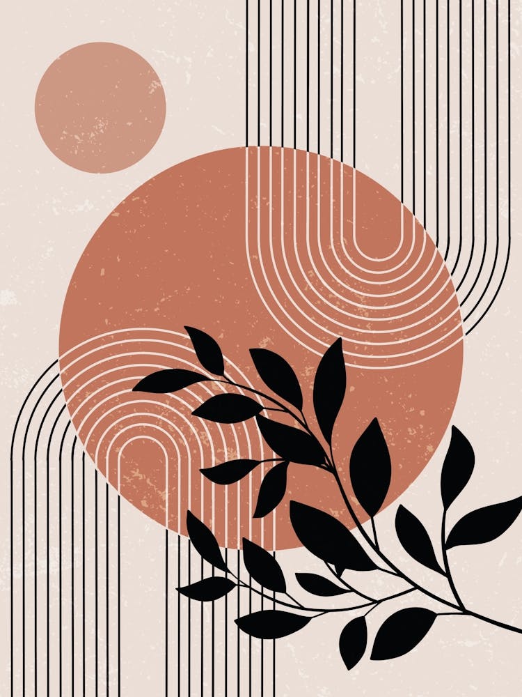 Abstract Geometric Plant Leaves Circle