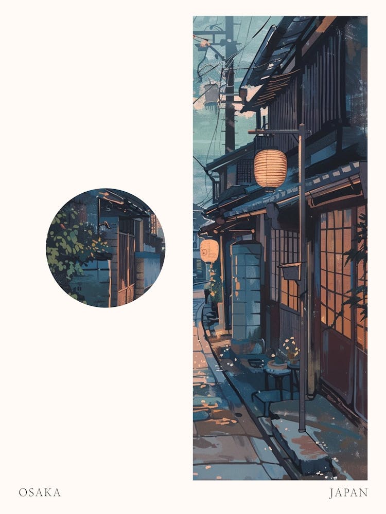 Osaka Japan 5 Cut Out Travel Poster