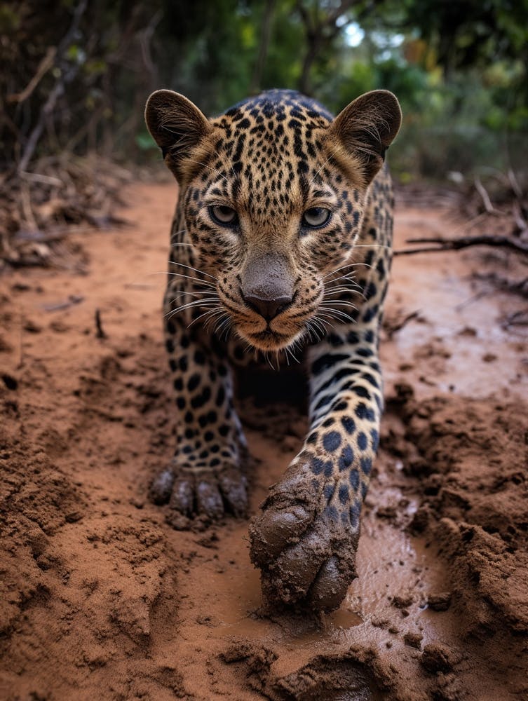 African Leopard Muddy Paws Realism 1