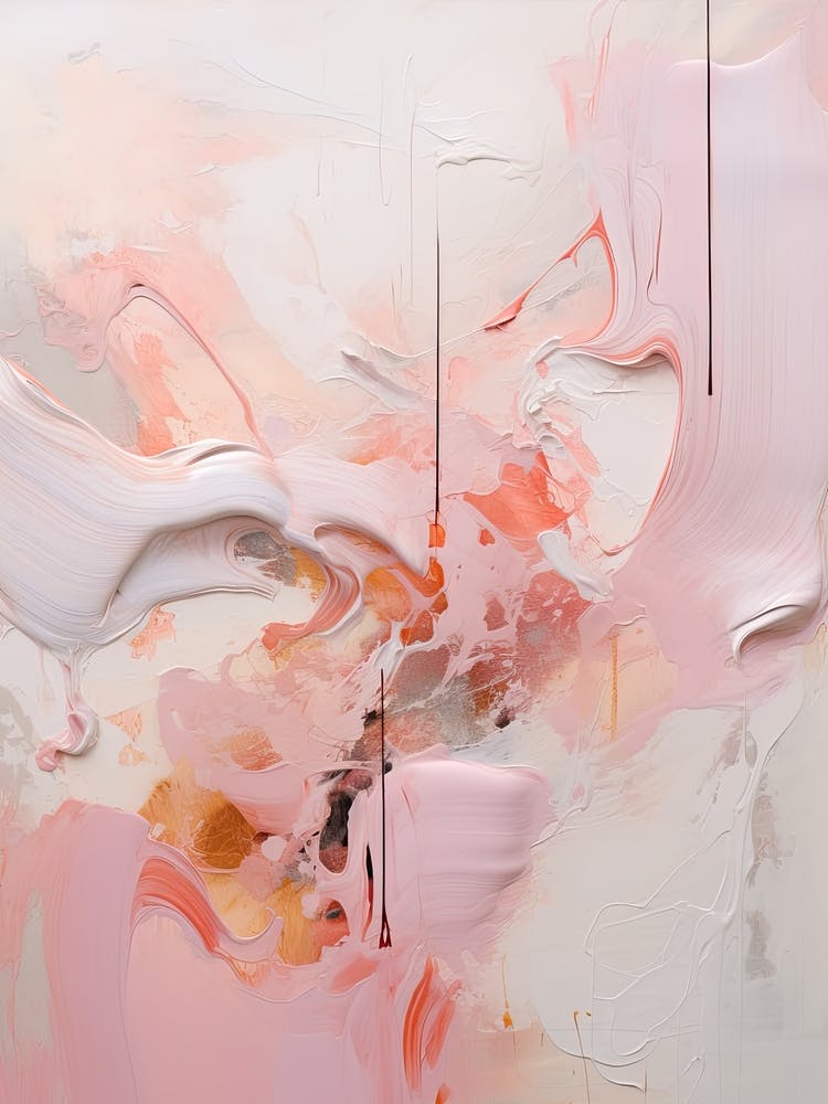 Muted Pink Tones, Abstract Raw Painting 5