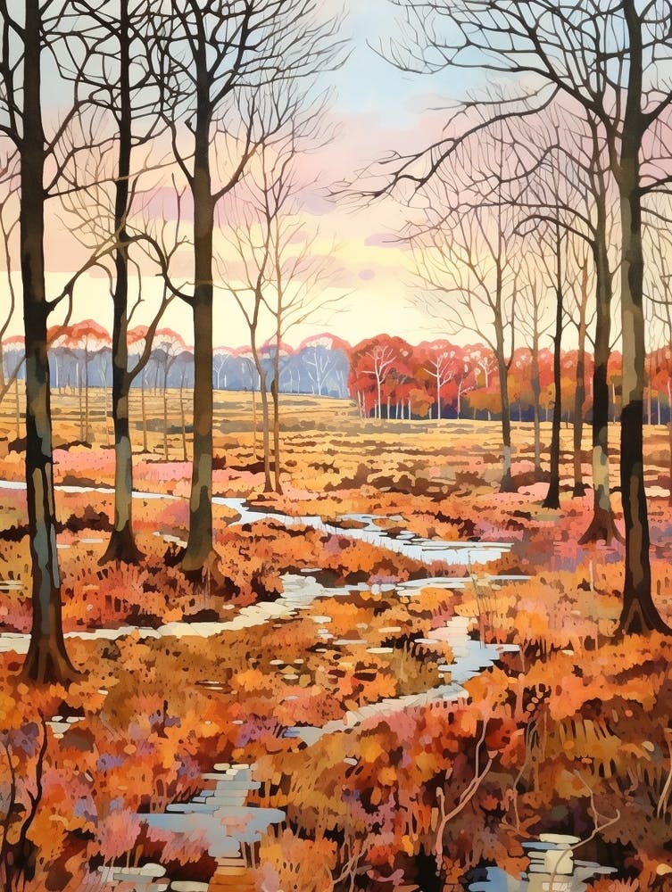 Autumn National Park Painting The New Forest England Uk 4