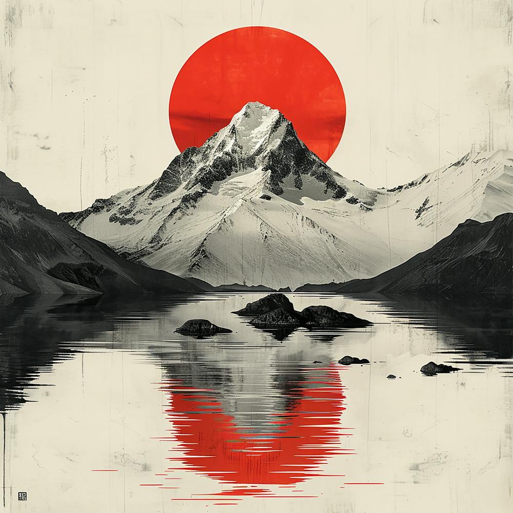 Red Sun In The Mountains - abstract art, abstract painting  city wall art, colorful wall art, home decor, minimal art, modern wall art, wall art, wall decoration, wall print colourful wall art, decor wall art, digital art, digital art download, interior w