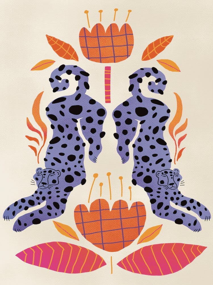 Purple Leopard Folk Design