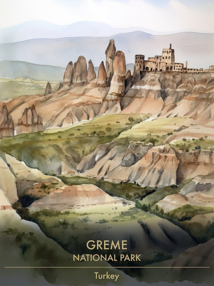 Greme National Park Turkey Watercolour 2
