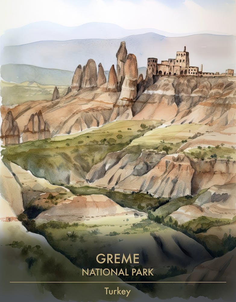 Greme National Park Turkey Watercolour 2