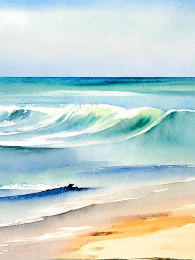 North Berwick Beach, East Lothian, Scotland Watercolour