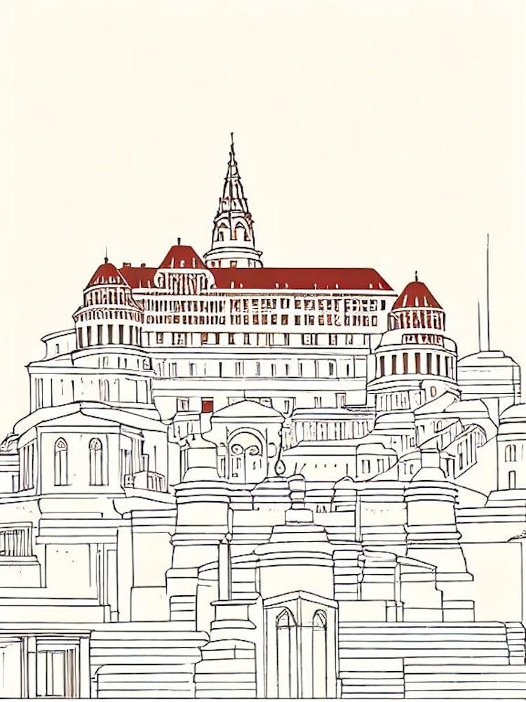 Buda Castle 2 Budapest Boho Landmark Illustration