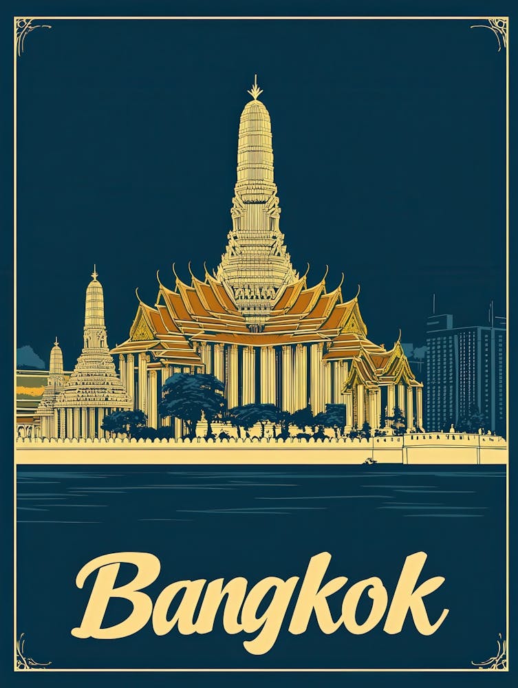 Aihrgdesign A Retro Travel Poster For Bangkok