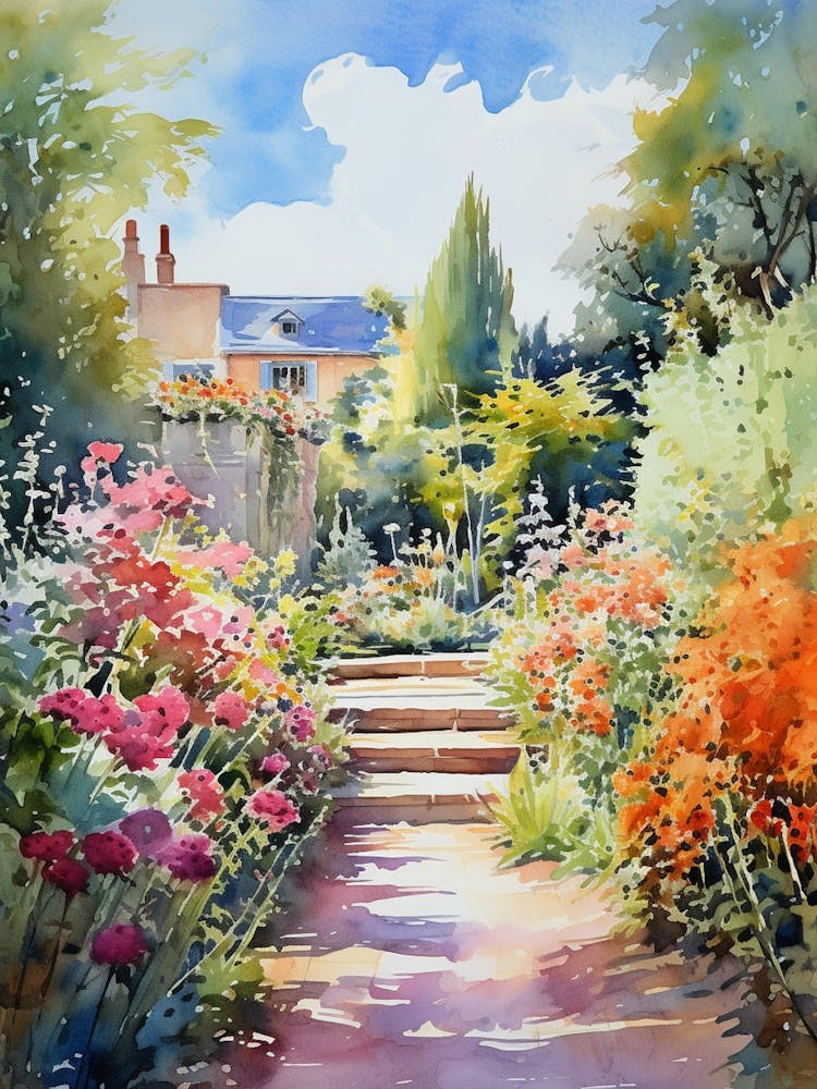Claude Monet Garden France Watercolour 2