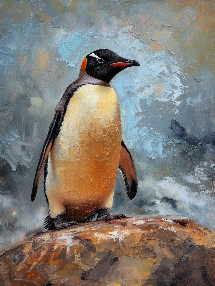 Adeliepinguin Carcass Island Ölgemälde 3