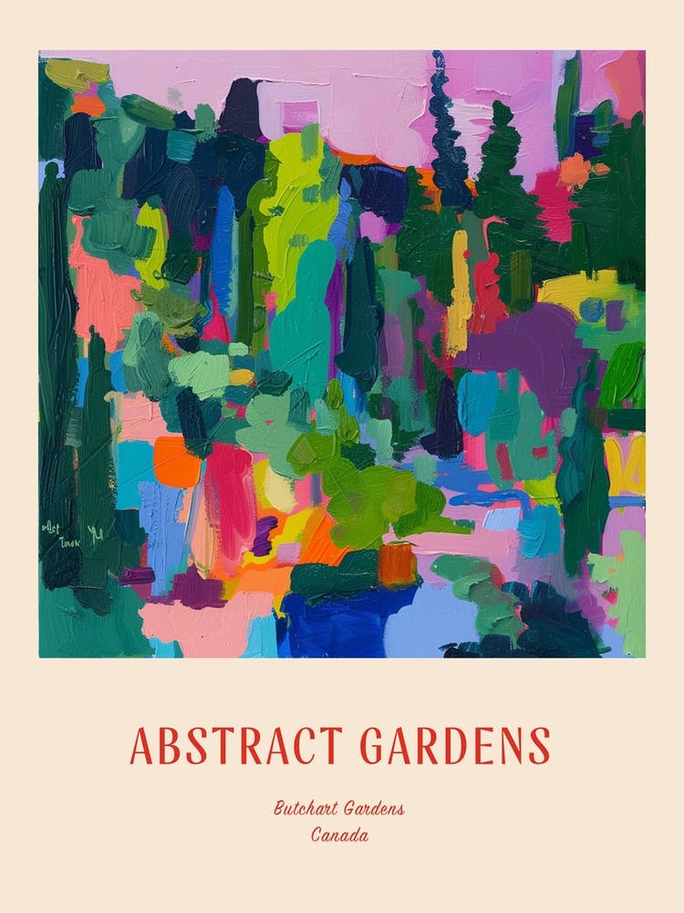 Jardins Colorés Butchart Gardens Canada 3 Affiche Rouge