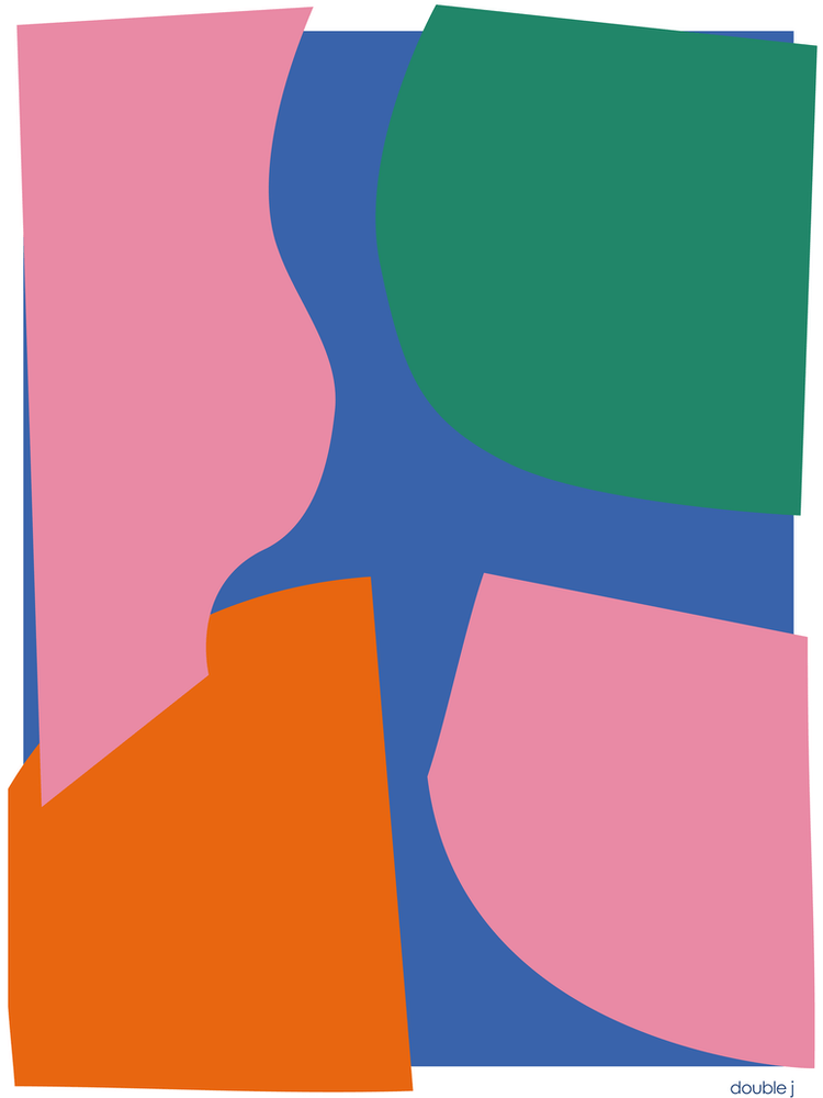 Collage Pink Green Blue Orange Bright Graphic Abstract