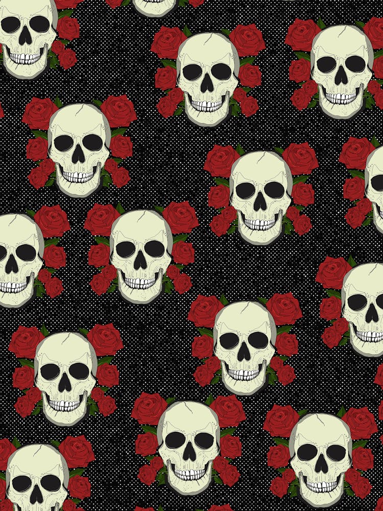 Totenkopf- und Rosenmuster