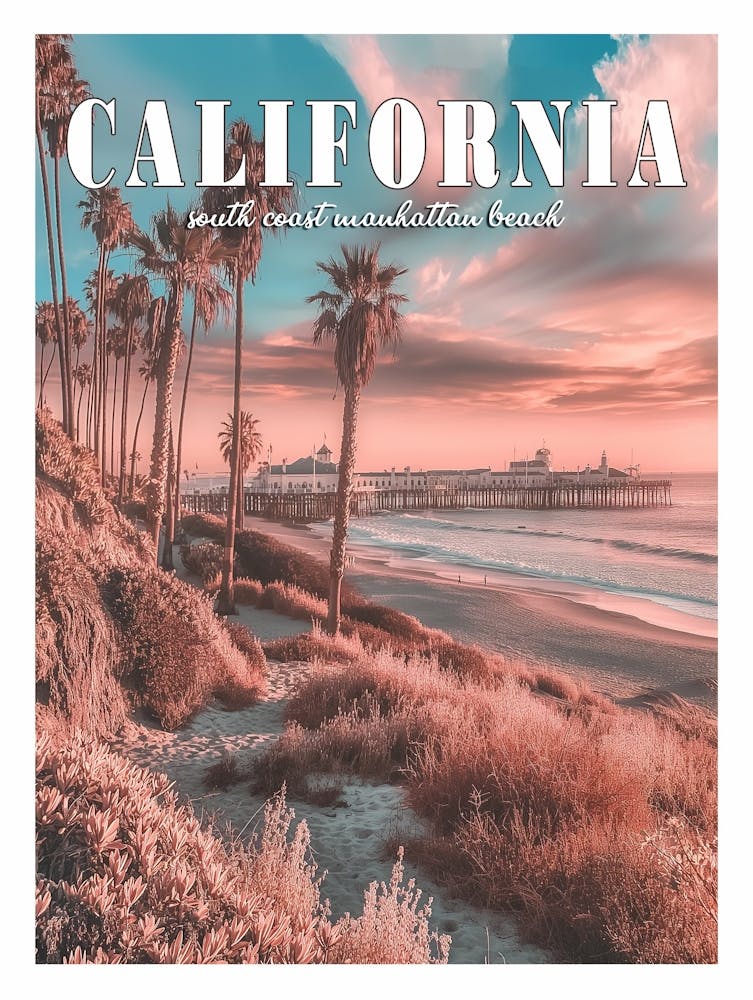 California : A Vintage Manhattan Beach Travel Poster