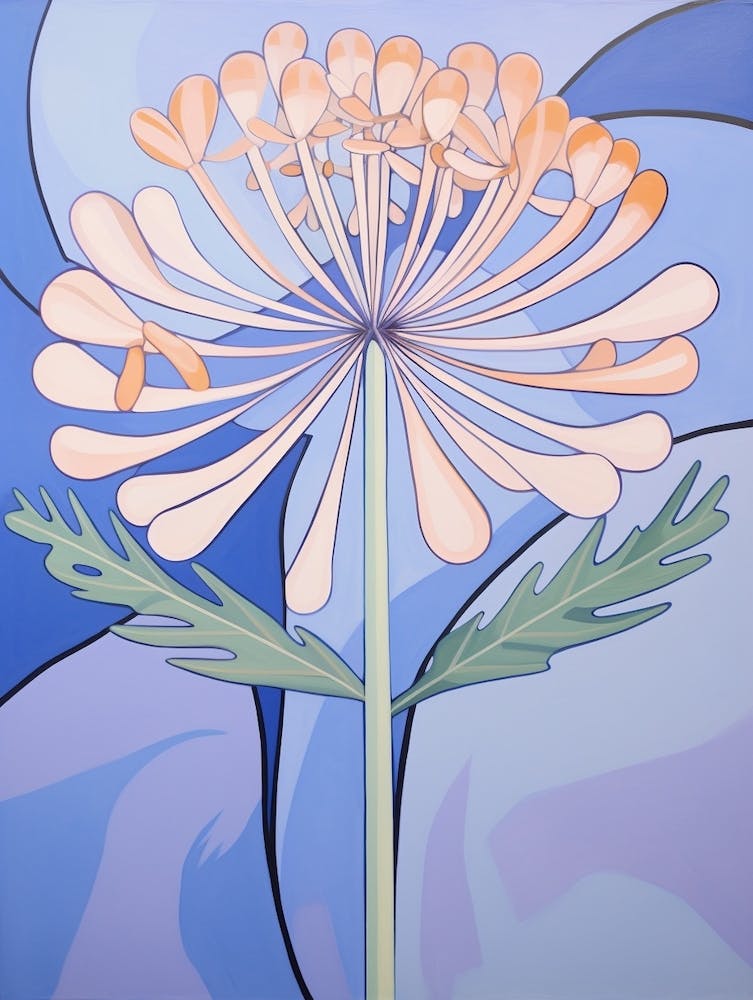 Agapanthe 1 Peinture florale pastel inspirée de Hilma Af Klint