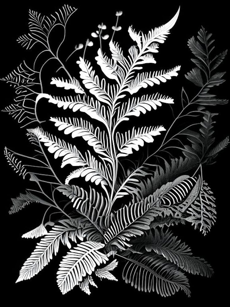 Shield Fern Wildflower Linocut 2