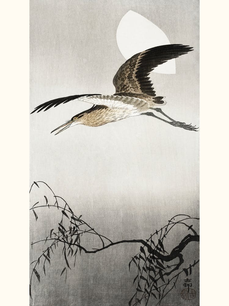 Heron And Moon (1900 1910), Ohara Koson