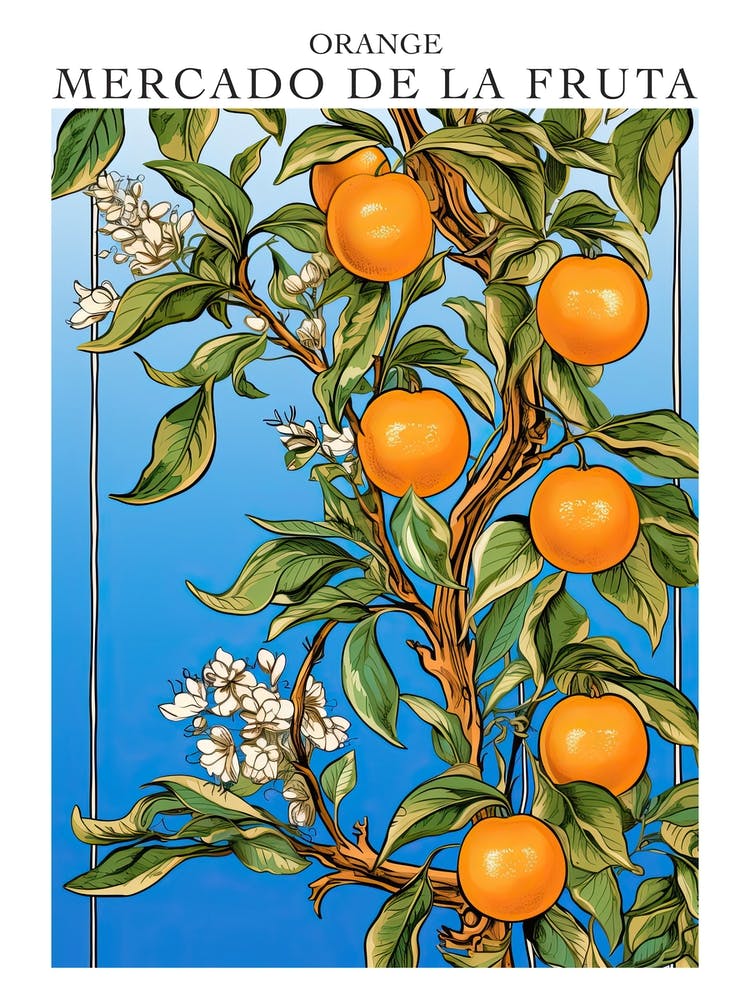 Mercado De La Fruta Orange Illustration 1 Poster