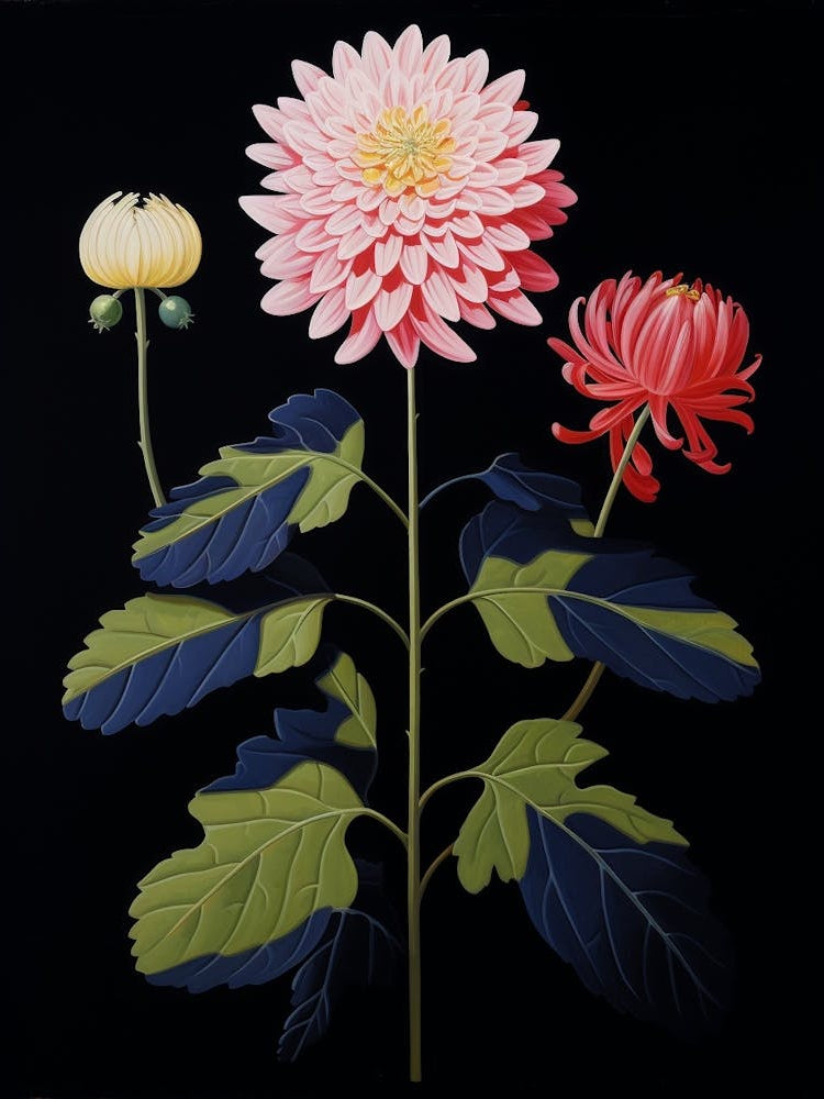 Dahlia 6 Hilma Af Klint Inspired Flower Illustration