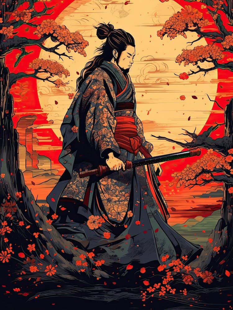 Samurai Ukiyo E Style Illustration 6